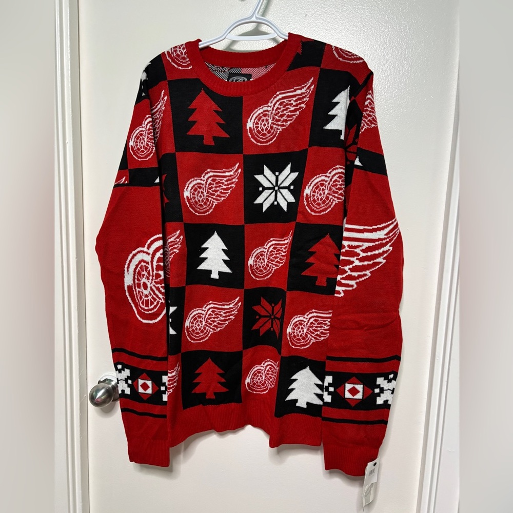 BNWT NHL DETROIT RED WINGS UGLY CHRISTMAS SWEATER
